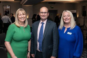 The FMB's Gordon Nelson, flanked by Fiona Hodgson and Stephanie Lowe from SNIPEF