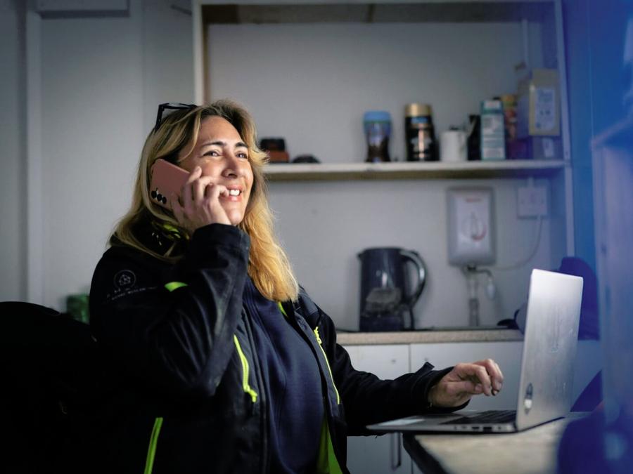 Builder on the phone following up on a job lead